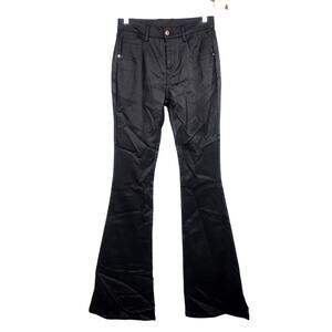 Retrofete Black Coated Pants Flare Wide Leg Size Small NWT